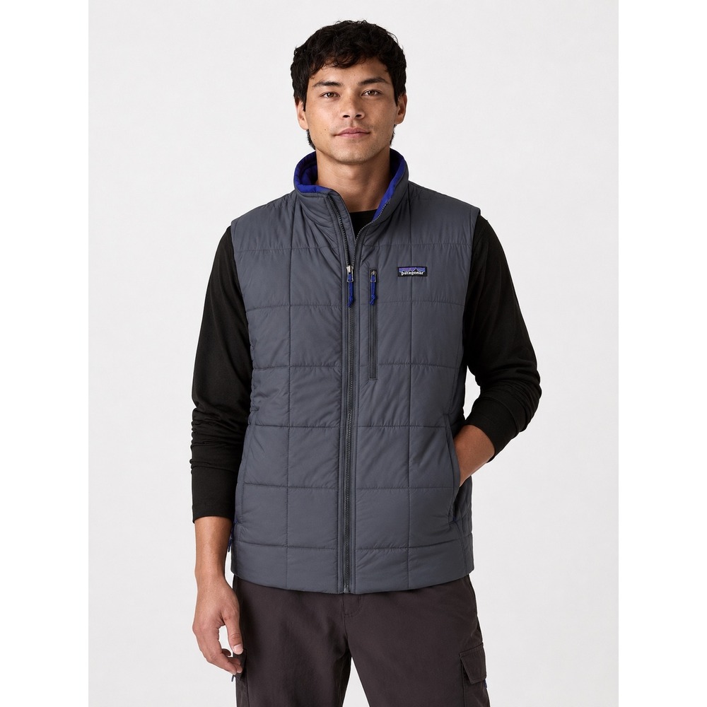 Patagonia Mens Light Gust Vest Smolder Blue Grey Puffer Quilted Large NWT
